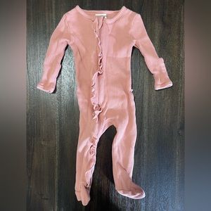 Spearmint love waffle ruffle footie 9-12 months